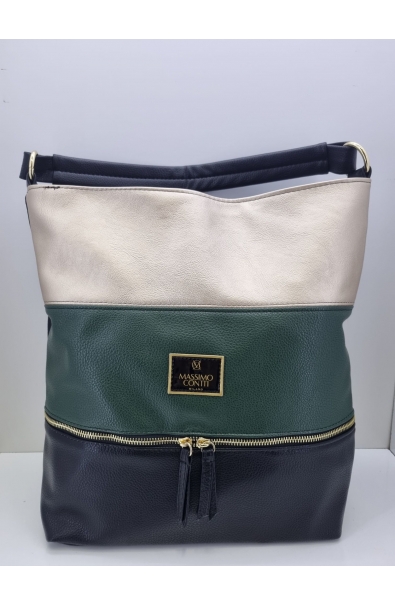 Dámska kabelka zeleno-čierna Massimo Contti