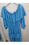 Štýlové modré dámske šaty.