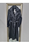 Dámsky čierny koženkový kabát ITALY