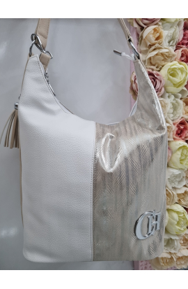 Bielo-strieborná kabelka na plece Chiara