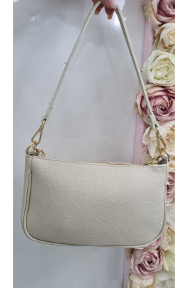 Béžová kožená crossbody kabelka Vera Leppe