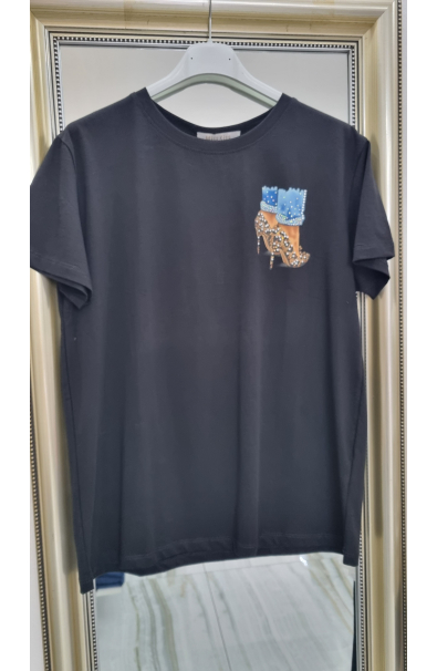 Elegantný modrý dámsky top s kvietkom