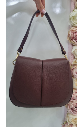 Bordová kožená crossbody kabelka Vera Pelle