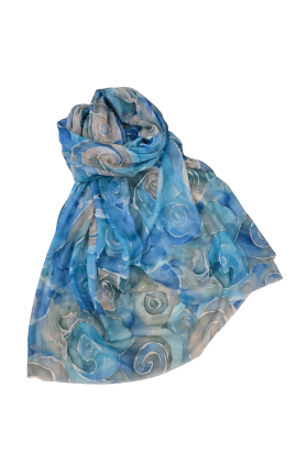 Šál modrý s hodvábom