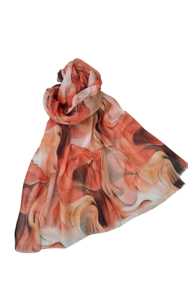 Šál oranžový s hodvábom