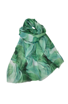 Šál zelená s hodvábom