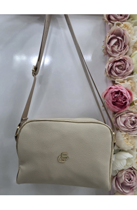 Prešívaná menšia béžová crossbody kabelka Grosso