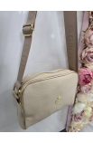 Prešívaná menšia béžová crossbody kabelka Grosso