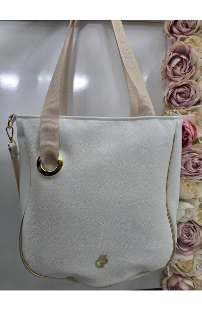 Štýlová biela kabelka na plece Grosso