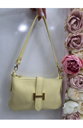 Mini žltá kožená crossbody kabelka Vera Leppe