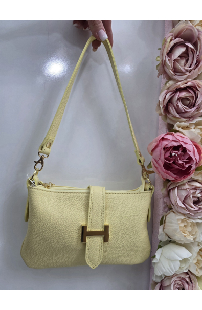 Mini žltá kožená crossbody kabelka Vera Leppe