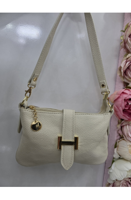 Béžová kožená crossbody kabelka Italy