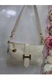 Béžová kožená crossbody kabelka Italy