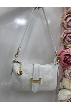 Biela kožená crossbody kabelka Italy