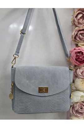 Modrá semišová kožená crossbody kabelka Italy