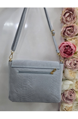 Modr&aacute; semi&scaron;ov&aacute; kožen&aacute; crossbody kabelka Italy