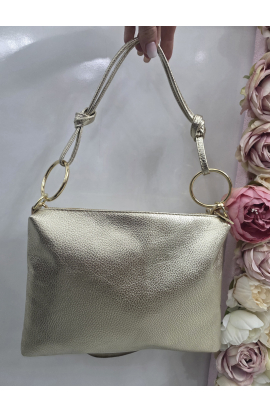 Zlatá kožená crossbody kabelka Grosso