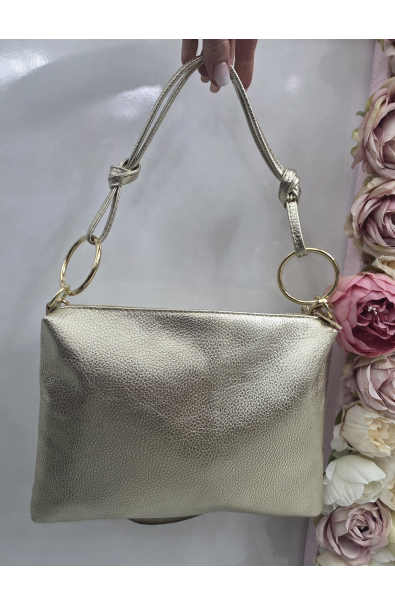 Zlatá kožená crossbody kabelka Grosso