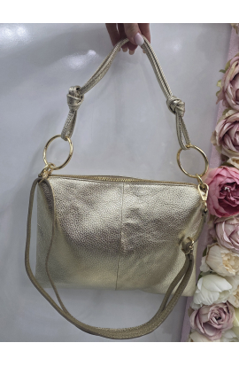 Zlat&aacute; kožen&aacute; crossbody kabelka Grosso