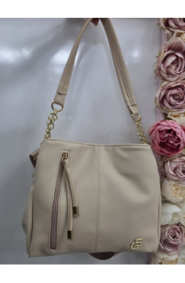 Béžová kabelka s reťazkovým ramienkom Grosso