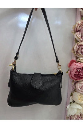 Mini čierna kožen&aacute; crossbody kabelka Italy