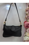 Mini čierna kožená crossbody kabelka Italy