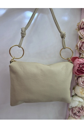 Béžová kožená crossbody kabelka Grosso