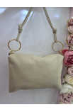 Béžová kožená crossbody kabelka Grosso