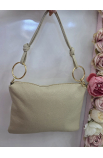 Béžová kožená crossbody kabelka Grosso