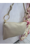 Béžová kožená crossbody kabelka Grosso
