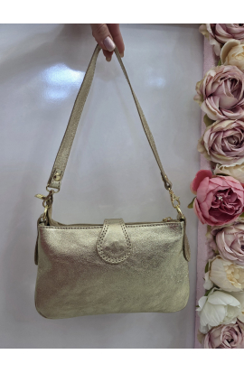 Zlat&aacute; kožen&aacute; crossbody kabelka Italy