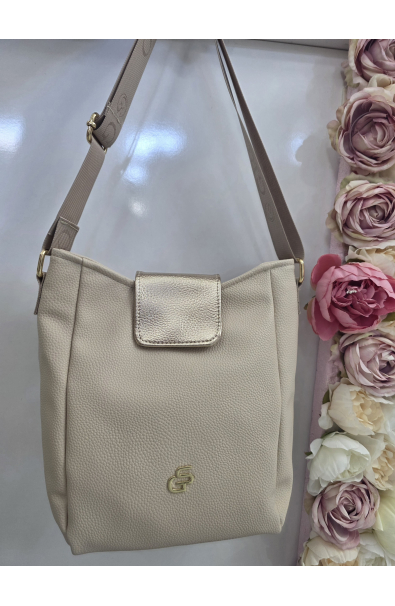 Štýlová béžová crossbody kabelka na plece Grosso