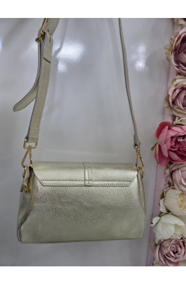 Zlat&aacute; kožen&aacute; crossbody kabelka Vera Pelle