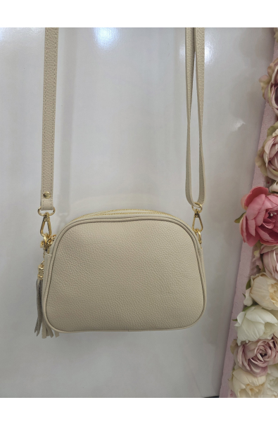 Béžová Kožená Crossbody kabelka Grosso