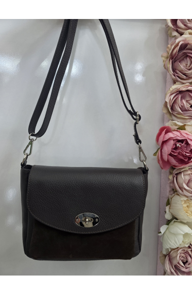 Modrá semišová kožená crossbody kabelka Italy
