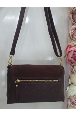 Bordov&aacute; kožen&aacute; crossbody kabelka Vera Pelle