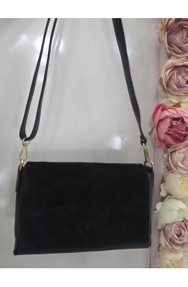 Čierna kožená crossbody kabelka Vera Pelle