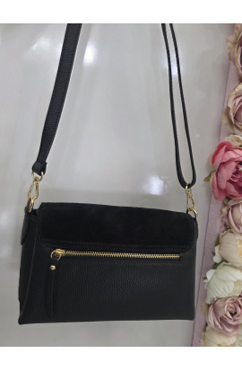 Čierna kožen&aacute; crossbody kabelka Vera Pelle