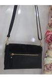 Čierna kožená crossbody kabelka Vera Pelle