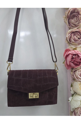 Bordová semišová crossbody kabelka Italy
