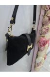 Mini čierna kožená crossbody kabelka Italy